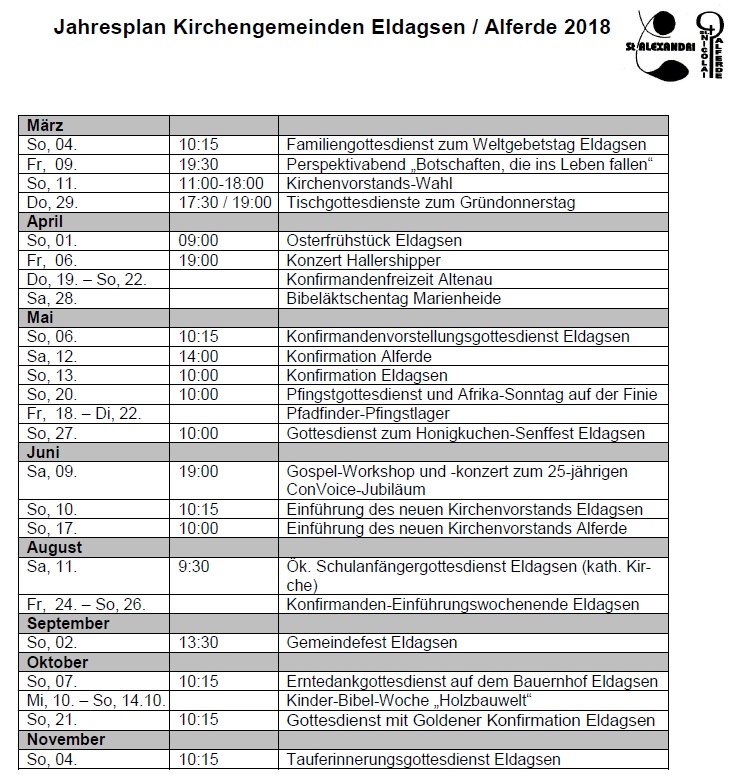 Jahresplan 2018